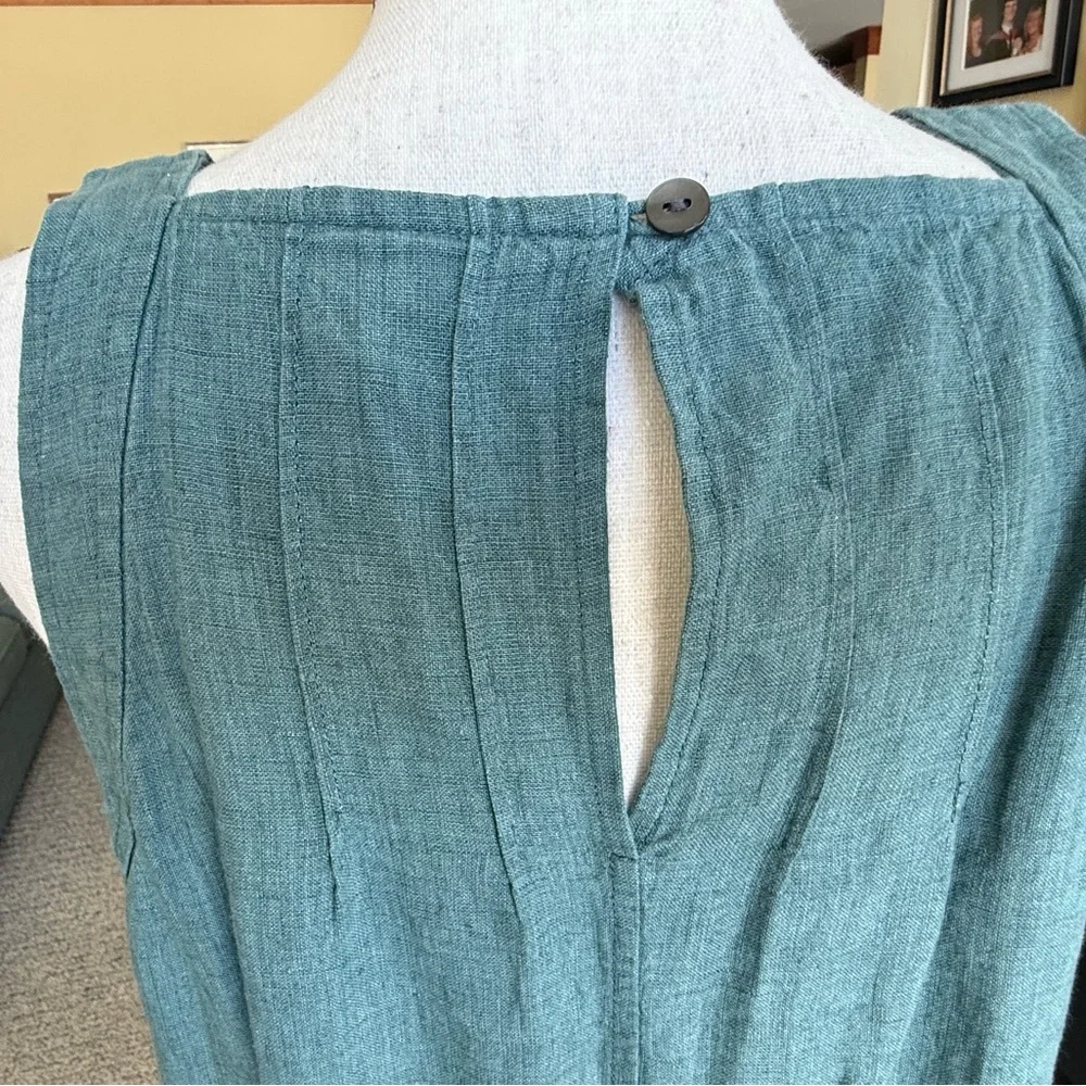 J Jill linen peacock colored maxi dress with pleated finish front & back. Size m - Picture 5 of 8